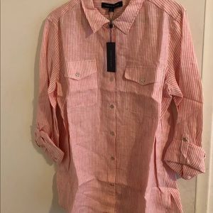 Pink and white striped Tommy Hilfiger button up